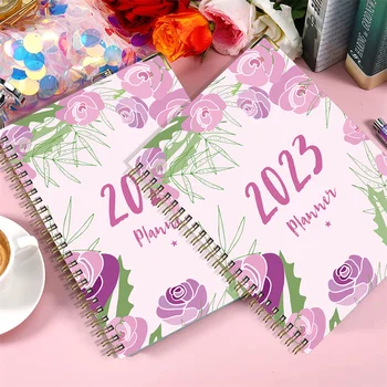 2023 Program Kniha Plán A5 Cievka Zápisníky Tvorivé Kvetinový Vzor, Plánovač Pripomienka Rozvrh Stôl Dátumy Denník Plánovač Notebook