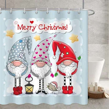 Santa Kúpeľňa Opony Vianočný Stromček Elk Vianočné Sprchový Záves Kúpeľňa Polyester Nepremokavé tkaniny Tkaniny, Dekorácie s Háčikmi