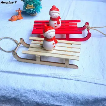 1pc domček pre bábiky Miniatúrne Sane Sánky Vianočné Scény Decor) Play Dom Hračka DIY Sfarbenie Sánky Deti Hračky Darček