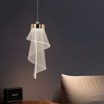 Reštaurácia Umenie Akryl Flexibilná Trubica Led Dekoratívne Prívesok Osvetlenie Luxusné Moderné Lampy Lano Luster