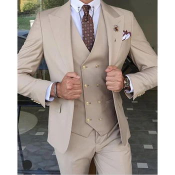 Nový Dizajn Klasické Mužov Oblek, Kostým Homme Business Nevesty Svadobné Fajčenie Terno Masculino Slim Najlepší Muž Smoking Sako+Vesta+Nohavice