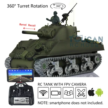 1/16 HENG DLHO Prispôsobené 7.0 M4A3 Sherman RC Vojenského Tanku 3898 360° FPV Barel Recoil Toucan Ovládané Hračky TH17684-SMT8
