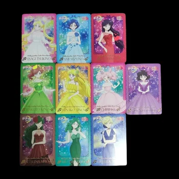 Sailor Moon DIY Tsukino Usagi Hino Rei Večný Kvet Série Gázy Lesk a Farbu Flash Karta 10 Listov Herné Kolekcia Kariet